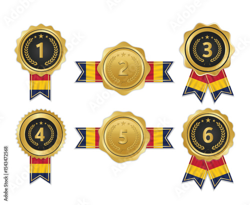 Golden award medal with Chad flag ribbons for winners