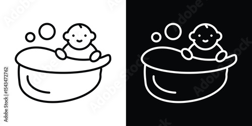 baby bath on bathtub icon filled flat sign concept for web design. filled flat sign concept for web design.