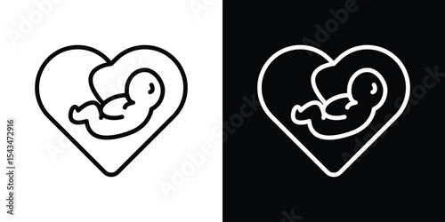 Baby in stomach icon filled flat sign concept for web design.