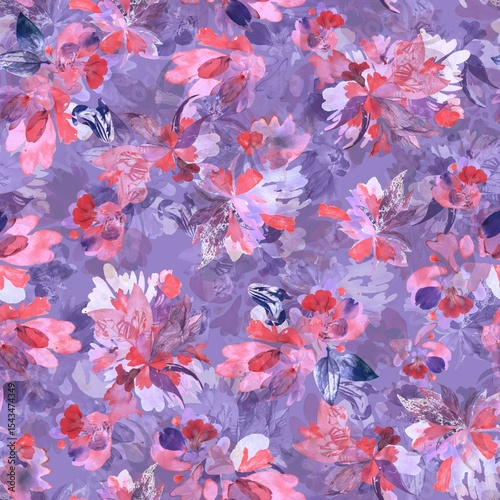 Colourfull abstract watercolor flowers creative allover digital creators art design pink flowers background seamless floral pattern creative all-over design repeat pattern fabric 