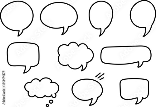 Hand drawn speech bubble set for text and yelling