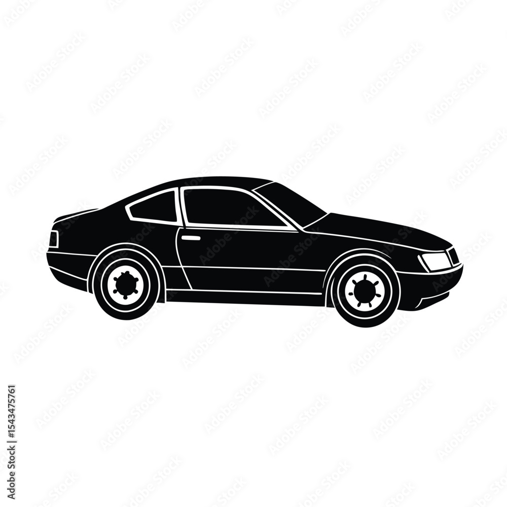 Classic coupe car silhouette vector illustration
