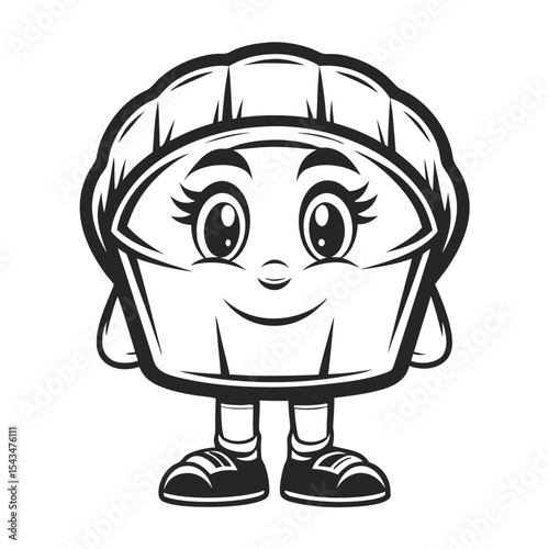 Cartoon Dessert Cup Character: Cheerful Vector Illustration of a Muffin Tin Personified, Isolated on White for Food, Baking, or Kitchen-themed Designs.