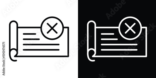 Bounced check icon filled flat sign concept for web design.