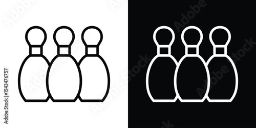 Bowling pins icon filled flat sign concept for web design.
