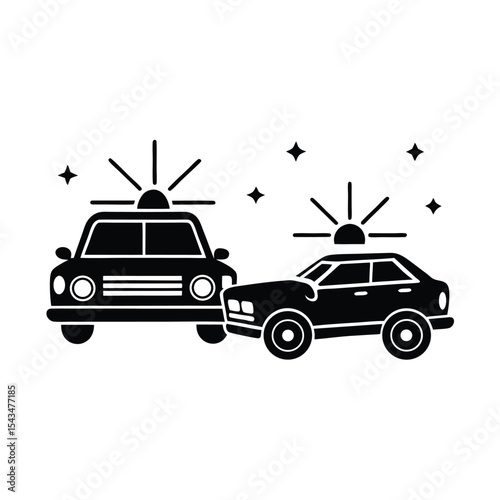 Police cars silhouette vector illustration