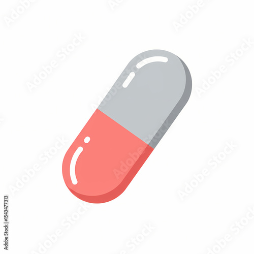 Medical capsule pill on white background. Healthcare medicament. Dose of vitamin for health. Drug treatment of disease.