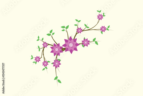 Floral with Branch Concept. Colored flat vector illustration isolated