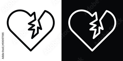 Broken heart icon filled flat sign concept for web design.