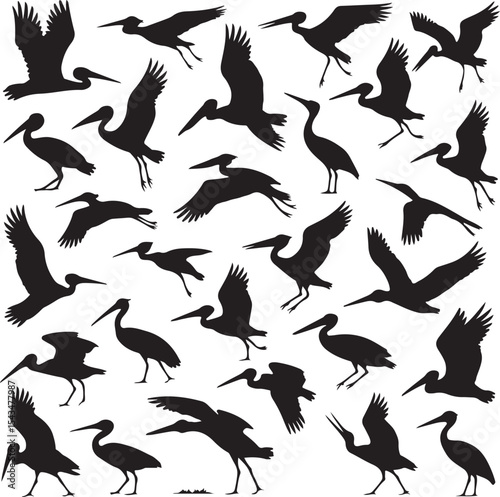 Pelican Standing on Pier Silhouette

Flying Pelican Over Water Vector Design

Pelican with Open Beak Silhouette Art

Coastal Pelican Resting Scene Vector

Pelican in Flight Silhouette Illustration