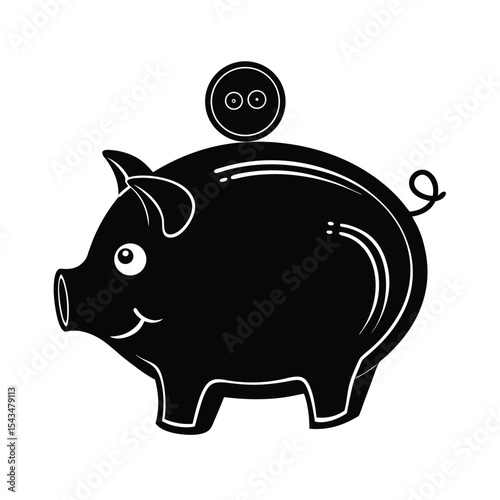 Piggy bank clothing silhouette vector illustration