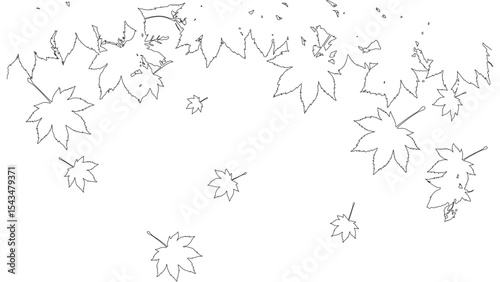 Black Silhouette of Maple Leaves in Falling Motion