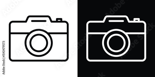 Camera icon filled flat sign concept for web design.