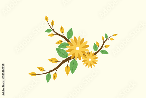 Floral with Branch Concept. Colored flat vector illustration isolated