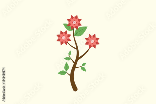 Floral with Branch Concept. Colored flat vector illustration isolated