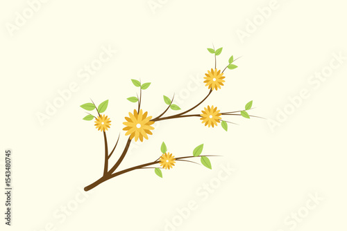 Floral with Branch Concept. Colored flat vector illustration isolated