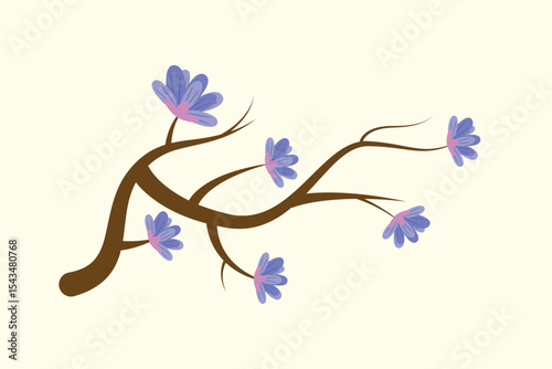 Floral with Branch Concept. Colored flat vector illustration isolated