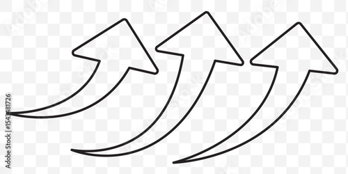 Set of curved arrows isolated on white background. Curved arrows, hand drawn curved arrows. Collection of pointers. Vector illustration.