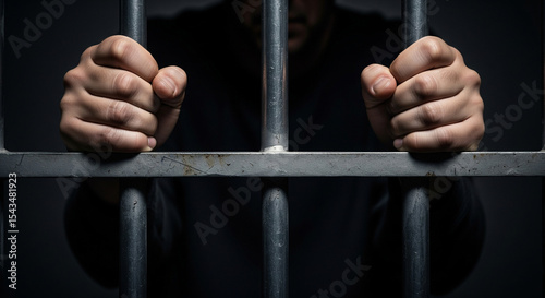 Inmate Hands Gripping Prison Bars