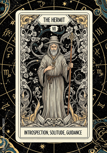 The Hermit Tarot Card Artistic Illustration