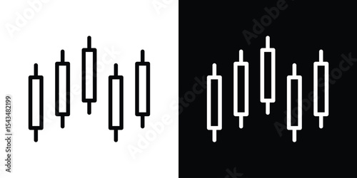 Chart candlestick icon filled flat sign concept for web design.