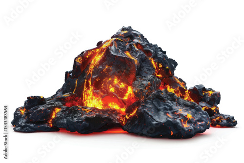 real fire wall isolated on white background.