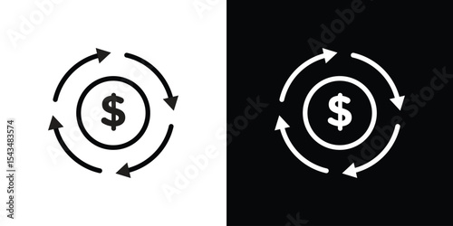 Circulation of money icon filled flat sign concept for web design.