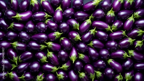A vibrant collection of fresh purple eggplants