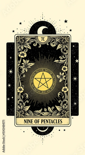 Nine of Pentacles Tarot Card Art