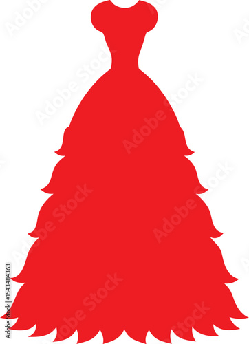 vector illustration of a red fluffy dress