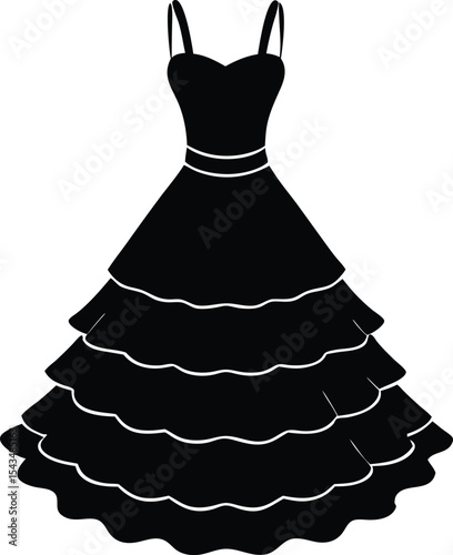 dress with spaghetti straps silhouette icon isolated on transparent background