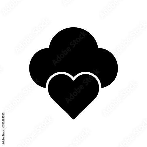 Cloud with heart in solid style – symbol of dreamy love or romantic thoughts
