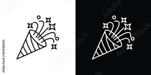 Confetti popper icon filled flat sign concept for web design.