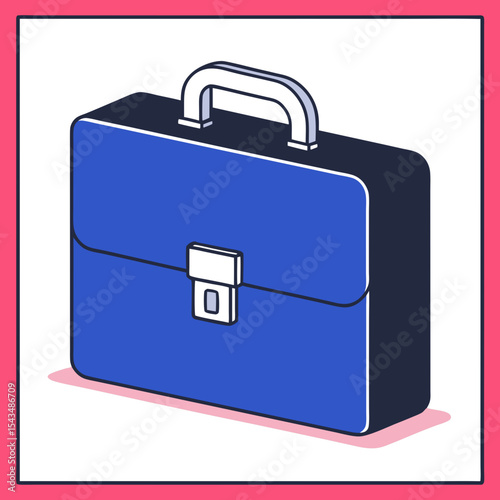 Blue briefcase icon with lock and white handle