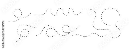 “Hand-Drawn Abstract Dotted Line Vector Set – Curved, Wavy, and Irregular Dashed Strokes for Decorative Sketches, Layout Accents, and Creative Design Projects”