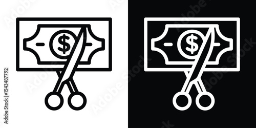 Cost cutting icon filled flat sign concept for web design.