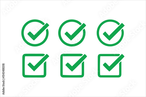 Green check mark icon. Check mark vector icon. Checkmark Illustration. Vector symbols set ,green checkmark isolated on white background.
