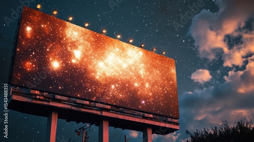 Huge billboard at night with starry sky
