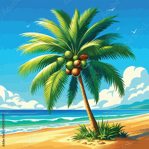 vector image of a coconut tree
