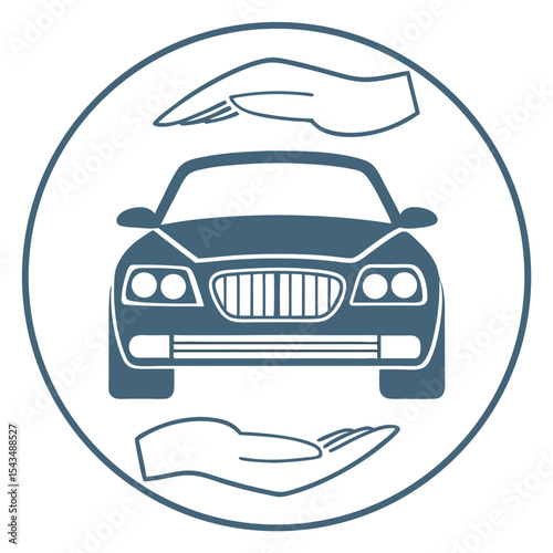 Car Protection and Care Symbol with Hands in a Circle