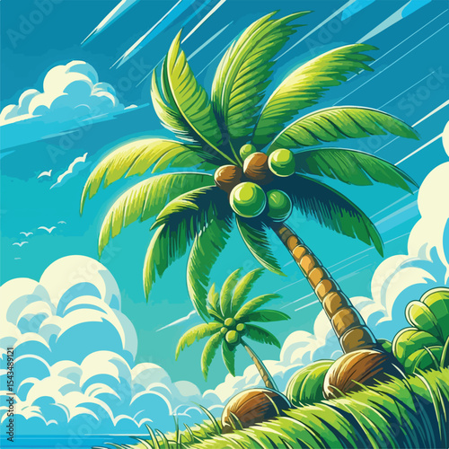 vector image of a coconut tree