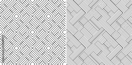 Seamless Black and White Geometric Line Pattern – Optical Abstract Background Set