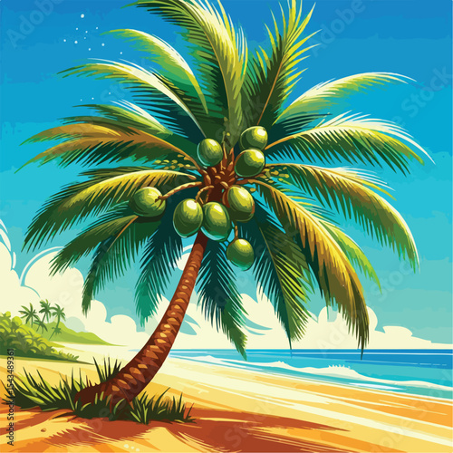 vector image of a coconut tree