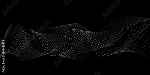 Abstract black background with gray line. Modern template abstract design flowing particles digital frequency track equalizer. abstract wave line for banner, wallpaper background with wave design