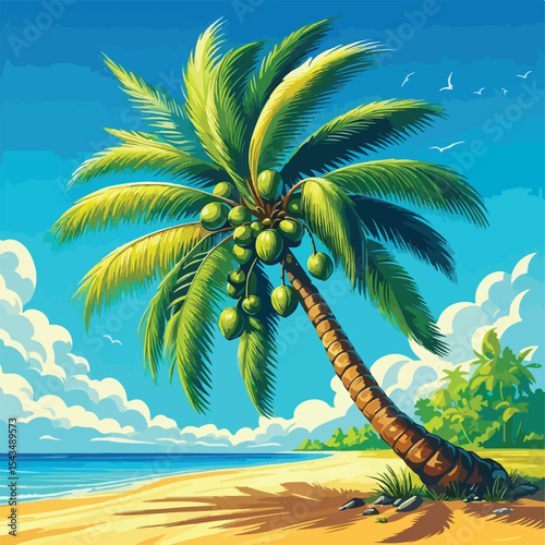 vector image of a coconut tree