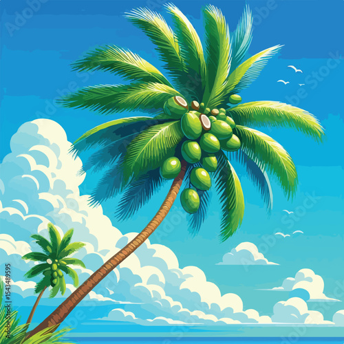 vector image of a coconut tree