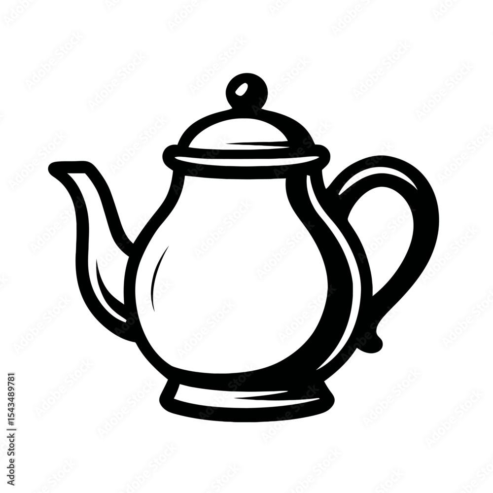 Fototapeta premium Classic Teapot Icon - Perfect Vector for Hot Drinks, Tea Time, and Cozy Beverage Concepts.