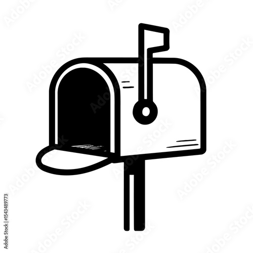 Classic Mailbox with Flag Up - Symbolizing Mail Delivery, Communication, and Postal Service.