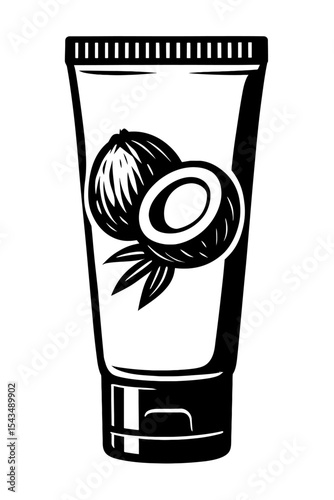 Coconut Cosmetic Tube - Perfect Vector for Natural Skincare, Hair Care, and Beauty Products.
