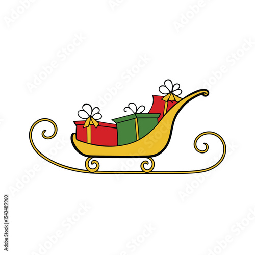 a floral decorated sleigh with golden swirls and g